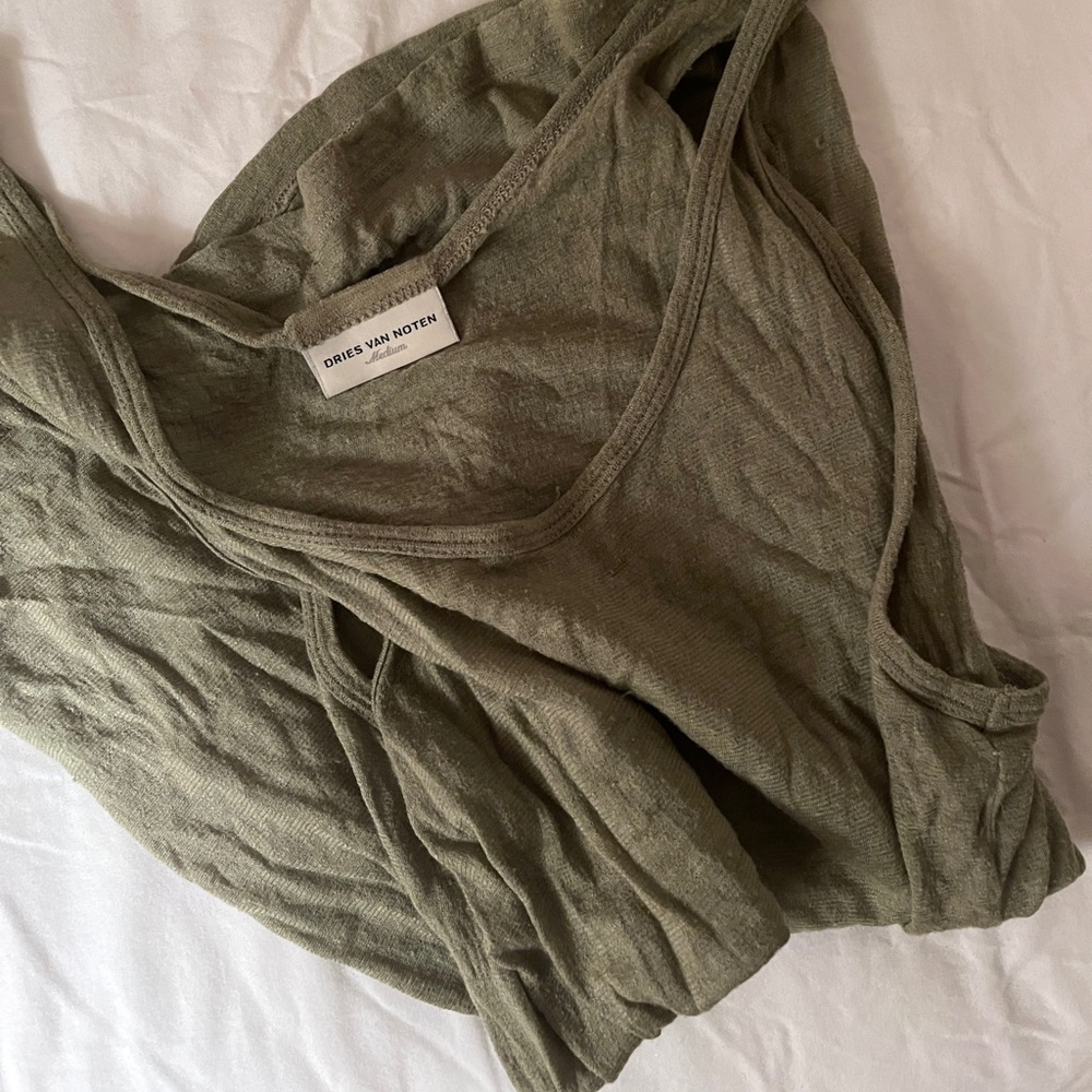 Dries Van Noten Worn-In Sage Green Tank - Wool Blend - M